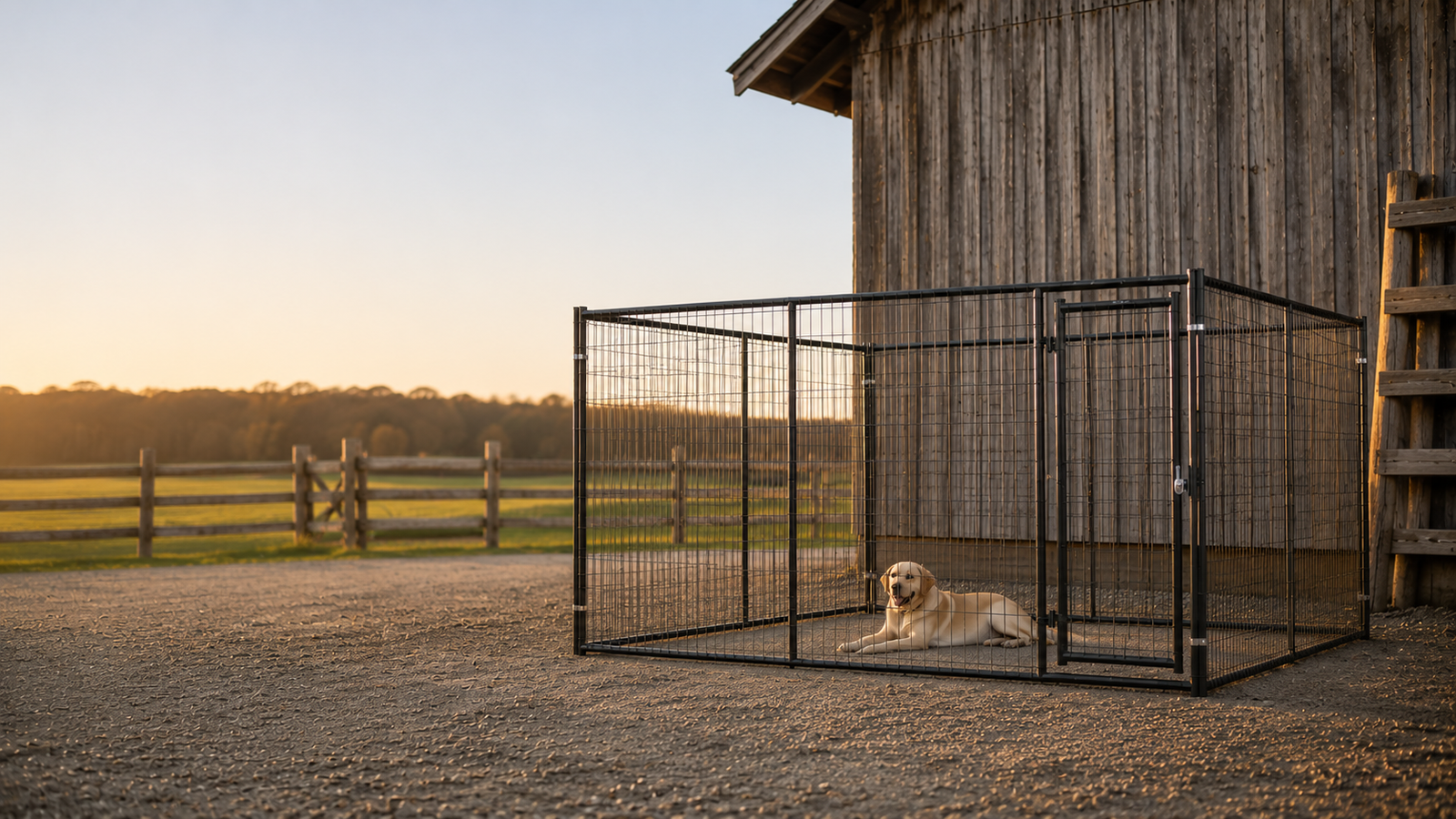 Outdoor steel dog kennel run