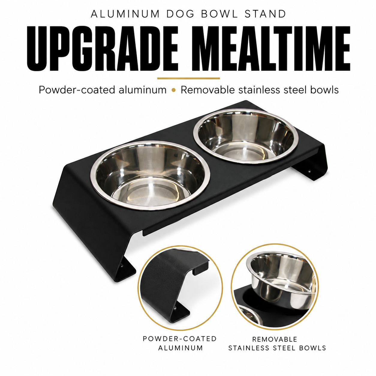 Aluminum Dog Bowl Stand — Features