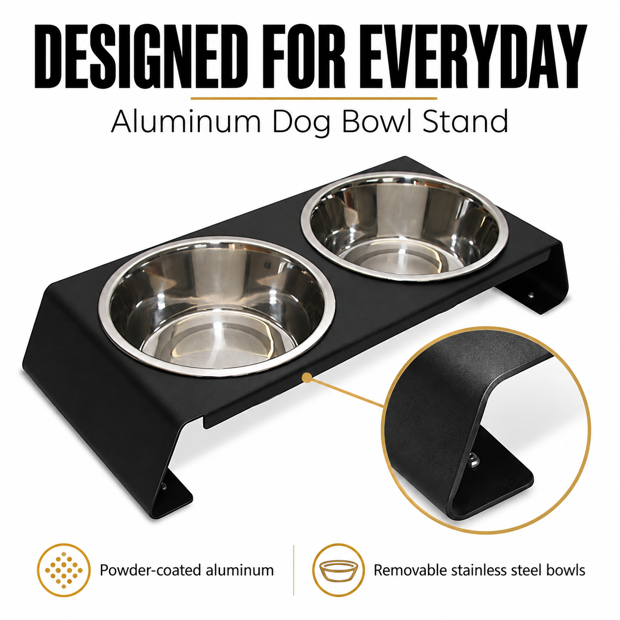 Aluminum Dog Bowl Stand — Detail