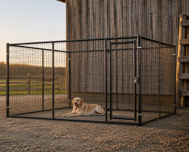 Outdoor steel dog kennel