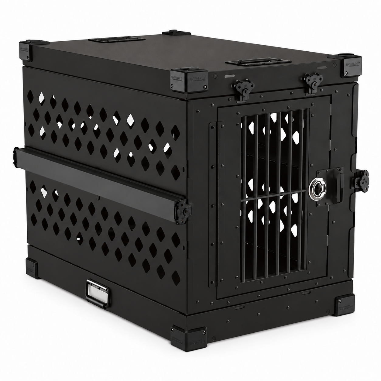 black Collapsible crate with Bar Door, angled view