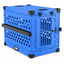blue Collapsible crate with Bar Door, angled view