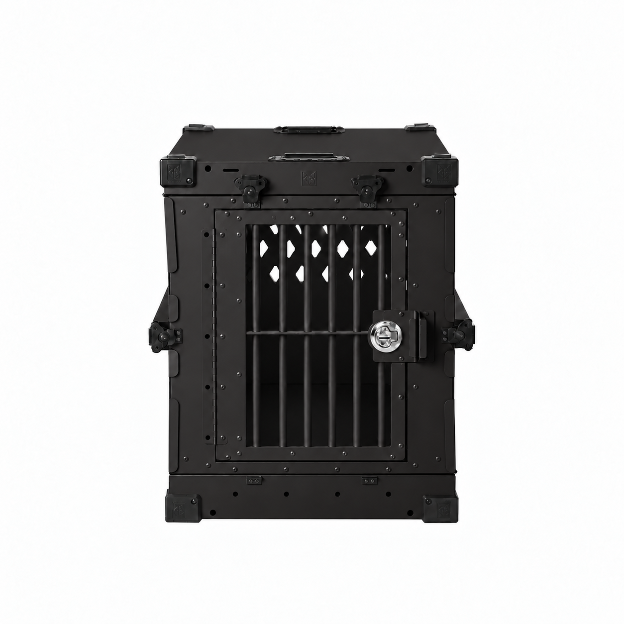 black Collapsible crate with Bar Door, front view