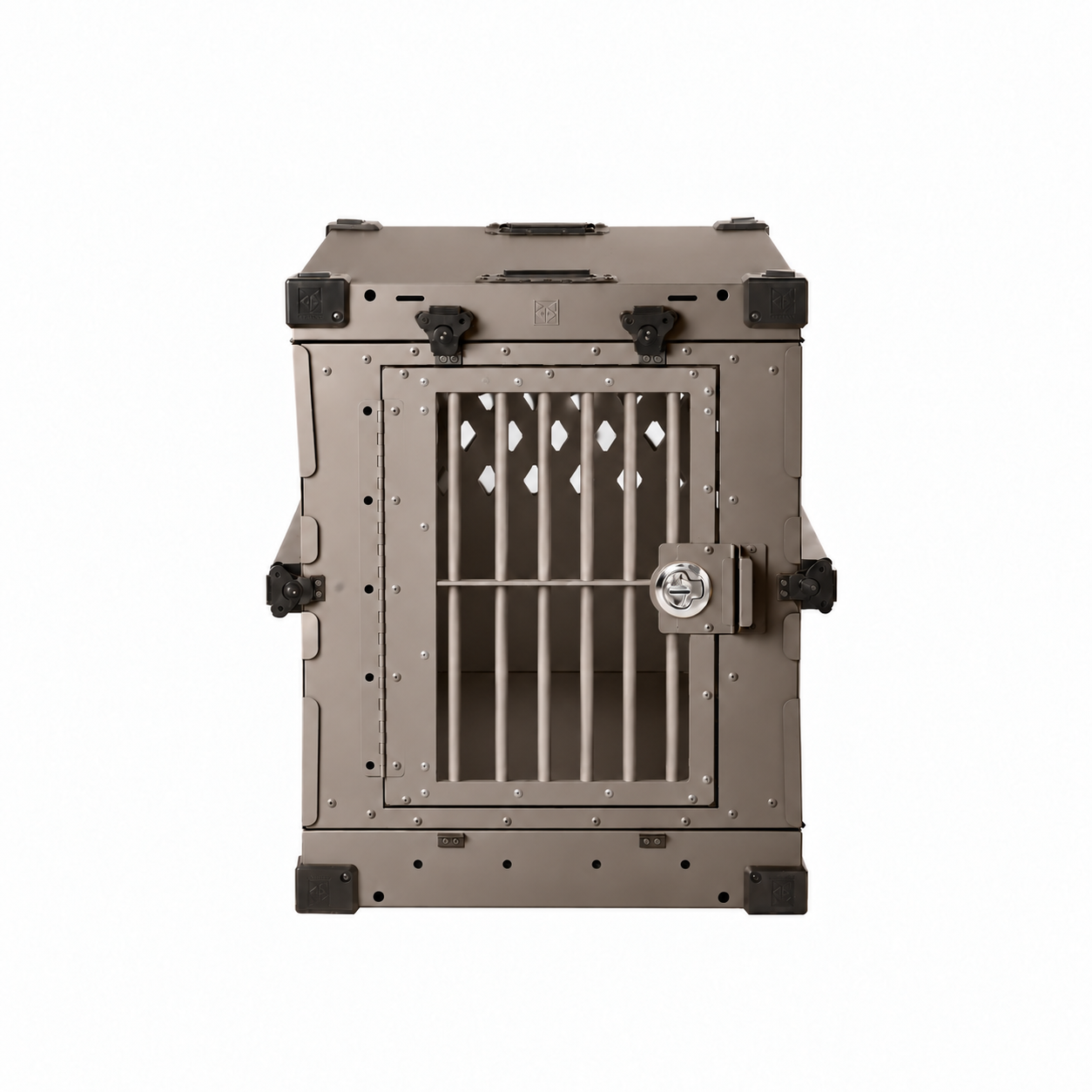 gray Collapsible crate with Bar Door, front view