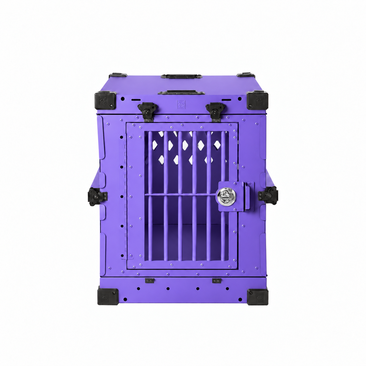 purple Collapsible crate with Bar Door, front view