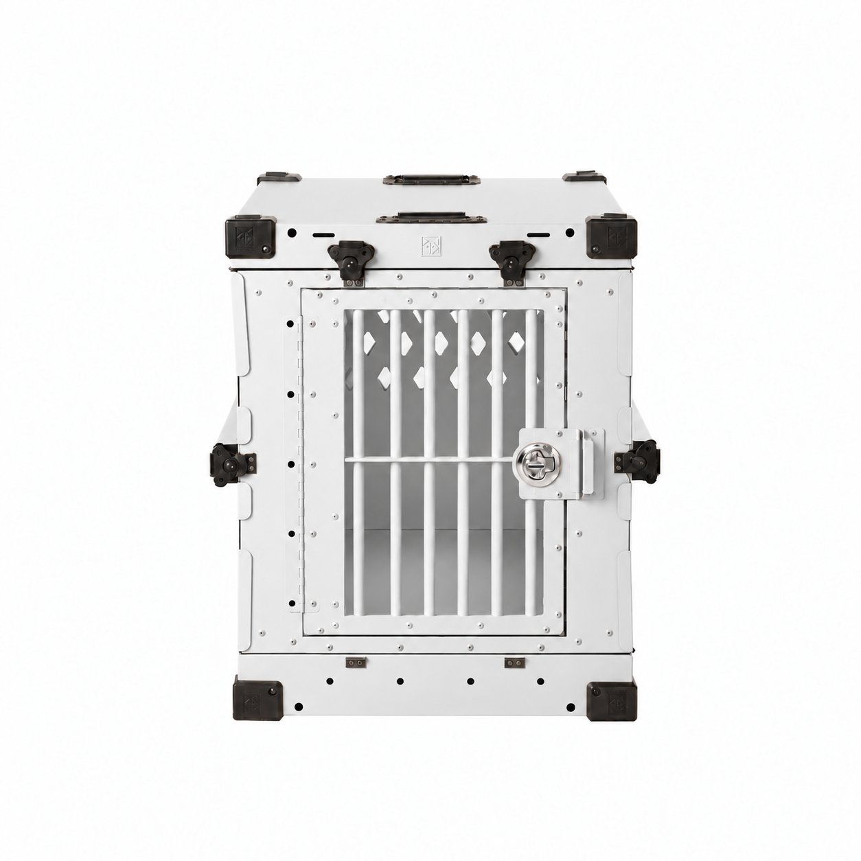 white Collapsible crate with Bar Door, front view