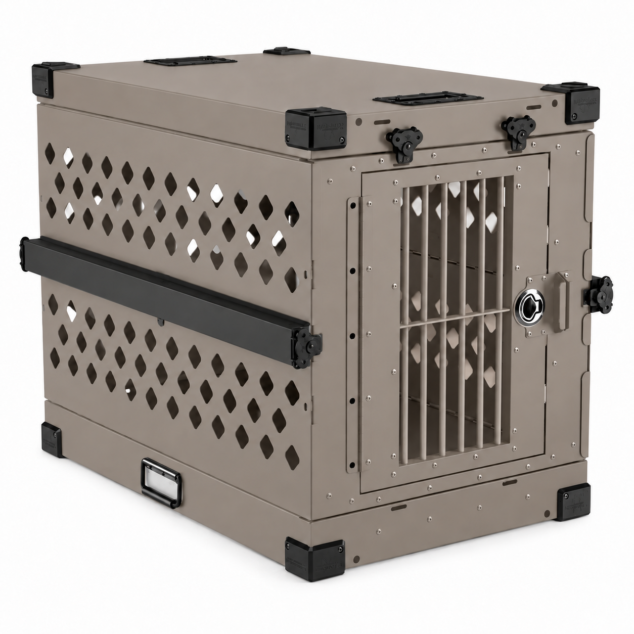 gray Collapsible crate with Bar Door, angled view