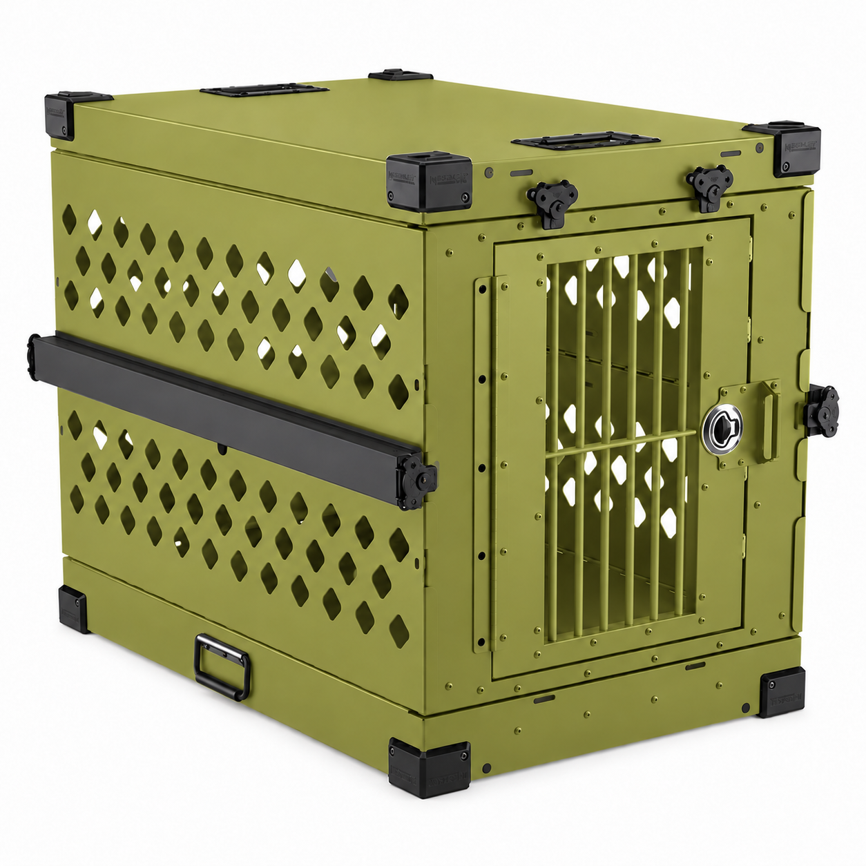 od green Collapsible crate with Bar Door, angled view