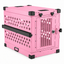 pink Collapsible crate with Bar Door, angled view