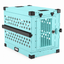 teal Collapsible crate with Bar Door, angled view