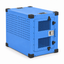 blue High Anxiety crate with Bar Door, angled view
