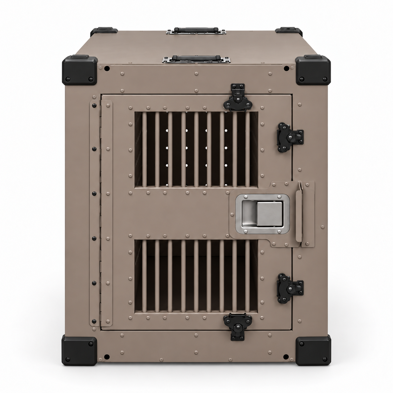 gray High Anxiety crate with Bar Door, front view