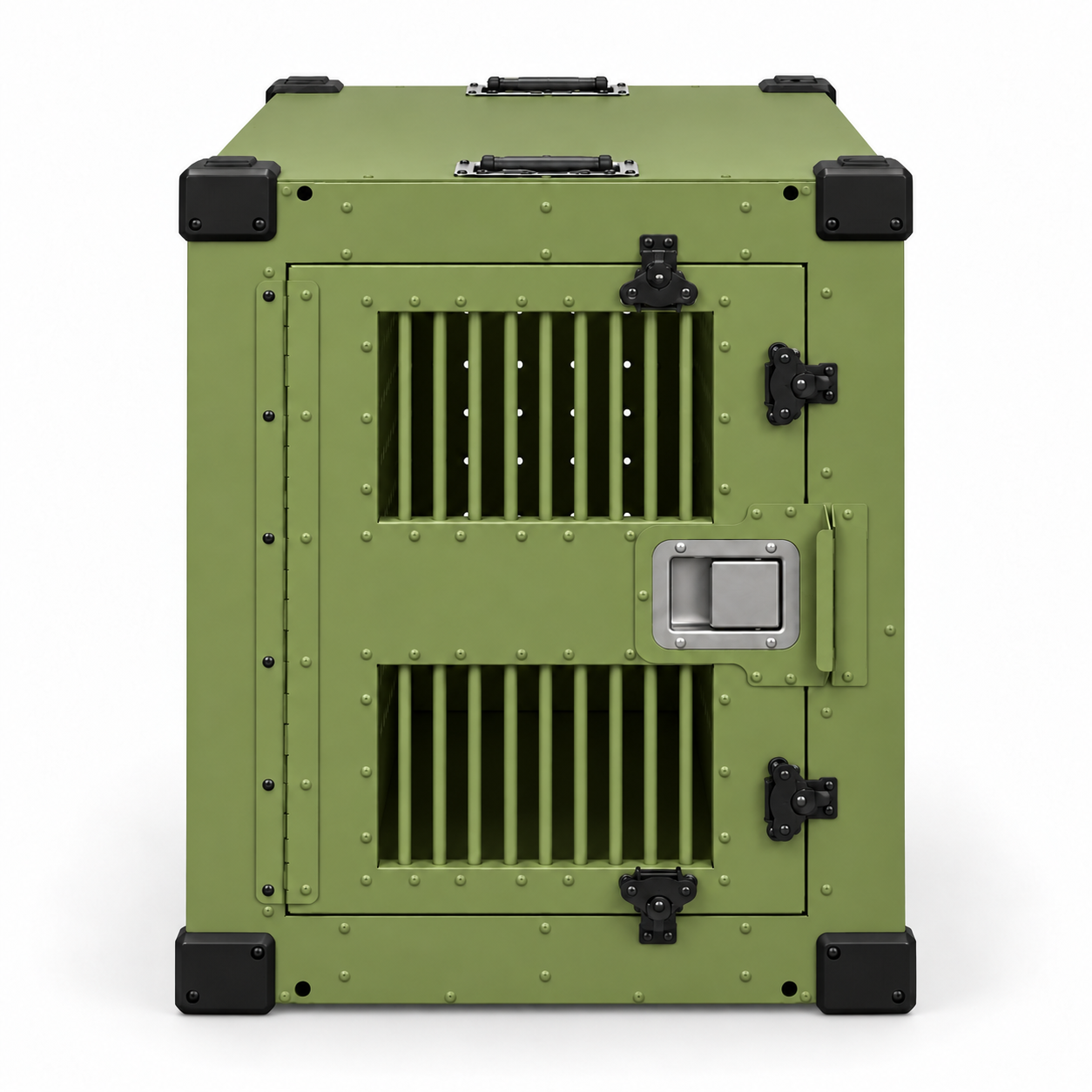od green High Anxiety Bar Door shown installed on a crate; replacement door only.