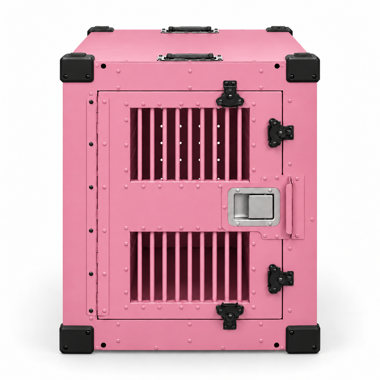 pink High Anxiety Bar Door shown installed on a crate; replacement door only.