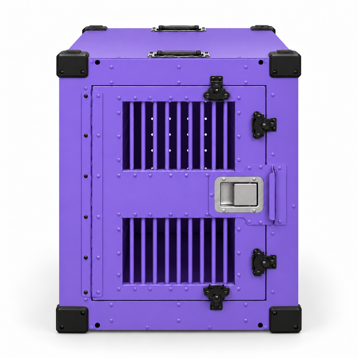 purple High Anxiety Bar Door shown installed on a crate; replacement door only.