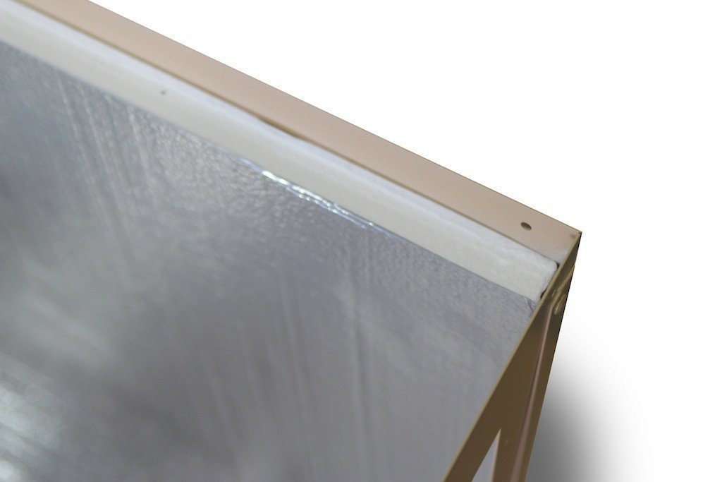 Close-up of insulation inside a Dog Condo wall panel