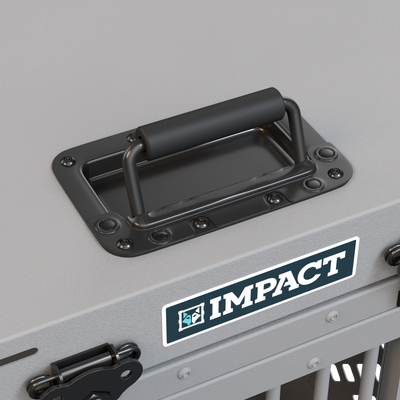 closeup spring loaded handle for collapsible impact crate